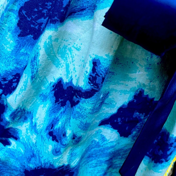 FLOREAT BY ANTROPOLOGIE  BLUE FLORAL / YELLOW SEQUINS SUMMER DRESS - 4P 💙🌸👗 - Picture 6 of 14